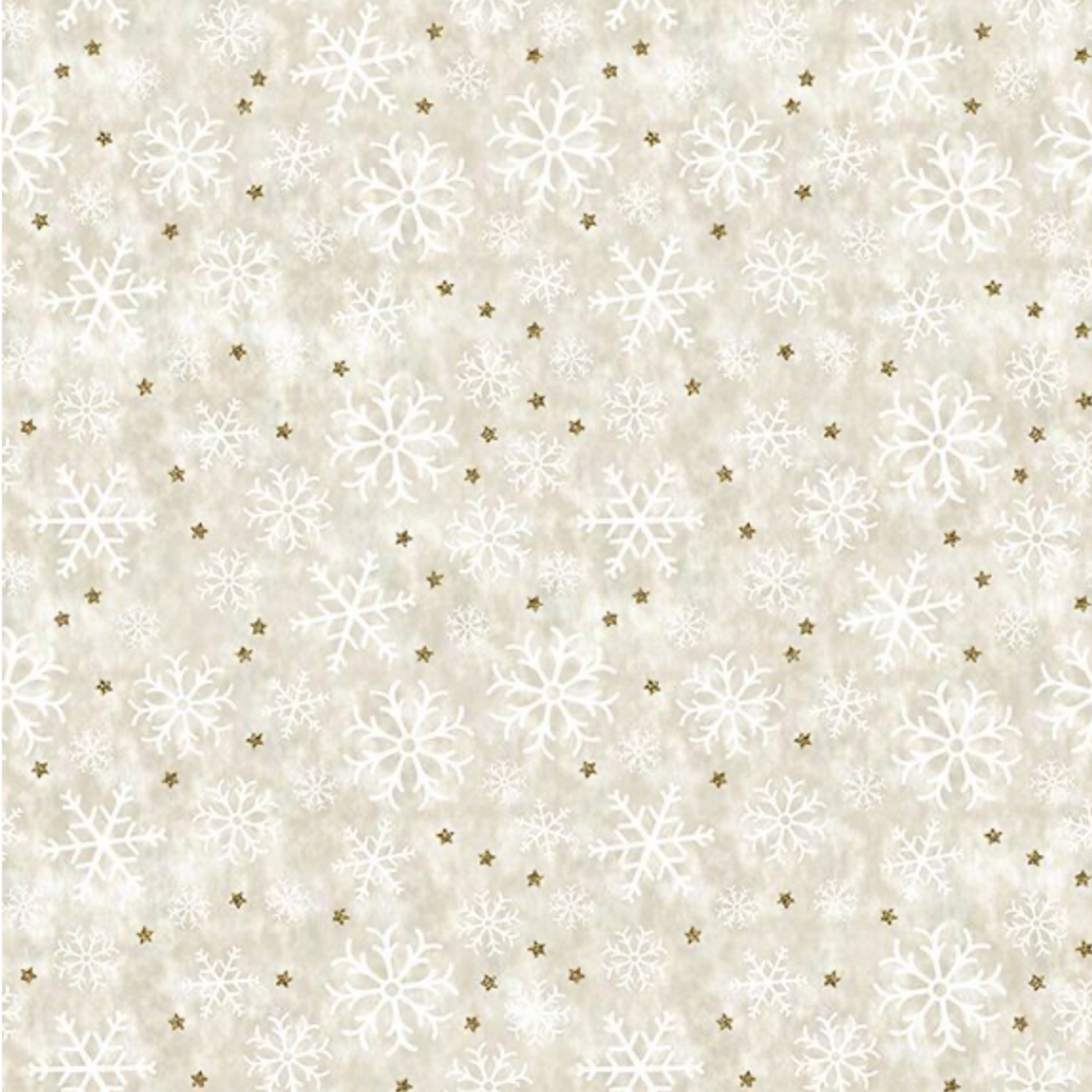 Winter Solstice II Cream Snowflakes Metallic quilting cotton fabric by Jason Yenter – premium 100% cotton showing delicate snowflakes with metallic accents