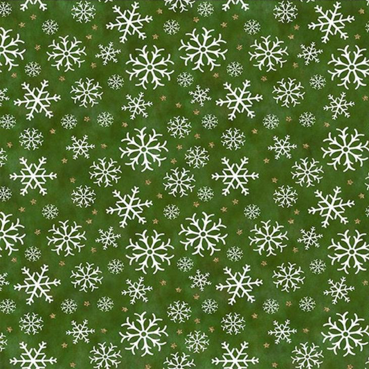 Winter Solstice II Green Snowflakes Metallic