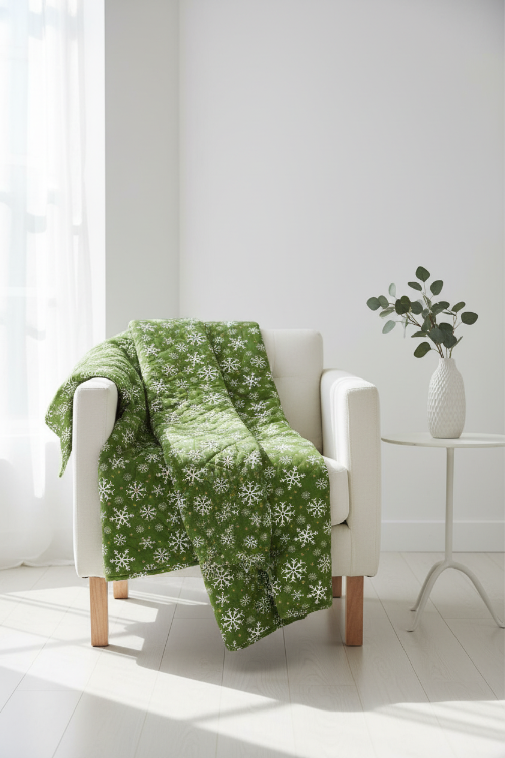 Winter Solstice II Green Snowflakes Metallic