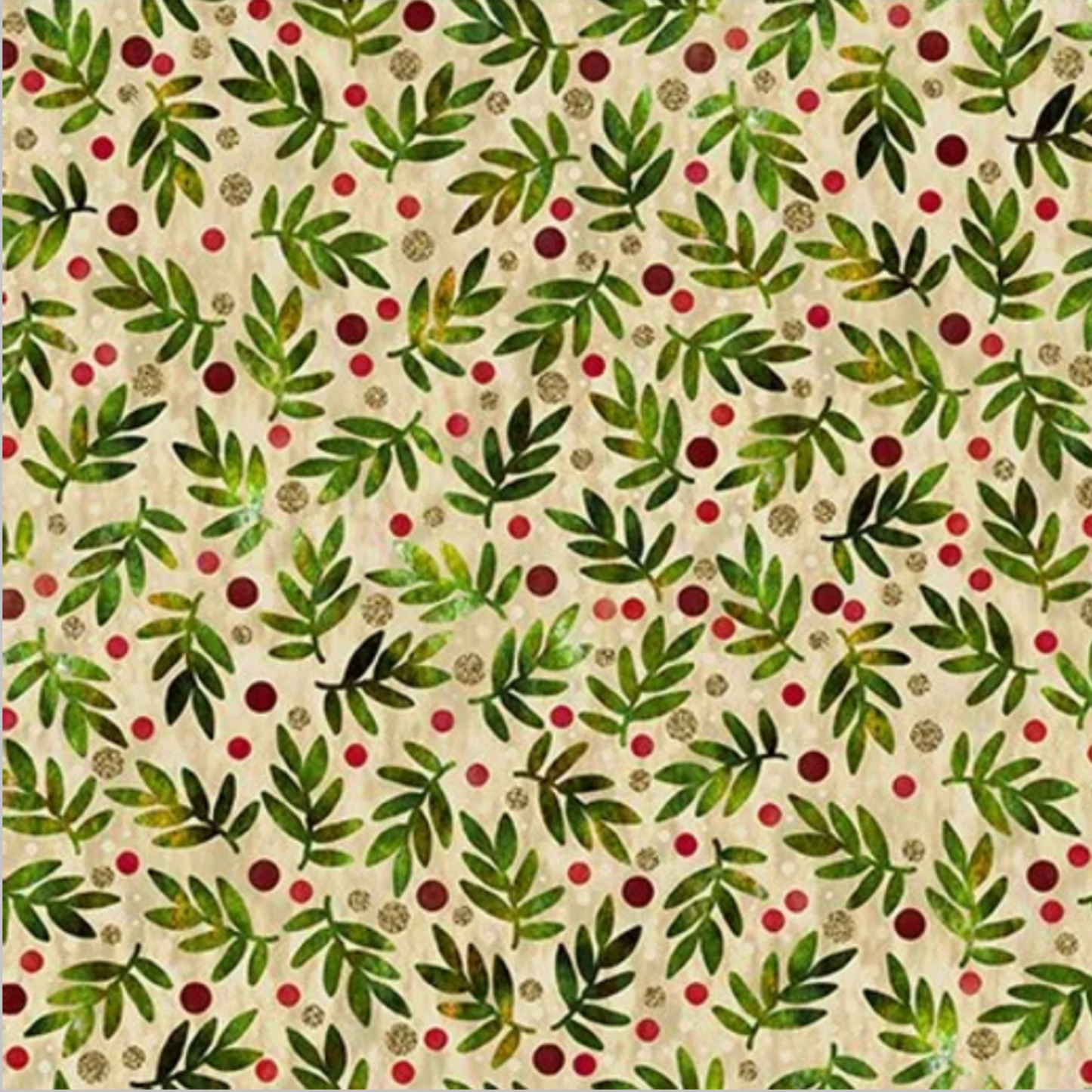 Winter Solstice II Beige Twigs Metallic quilting cotton fabric by Jason Yenter – premium 100% cotton showing natural twigs with metallic accents