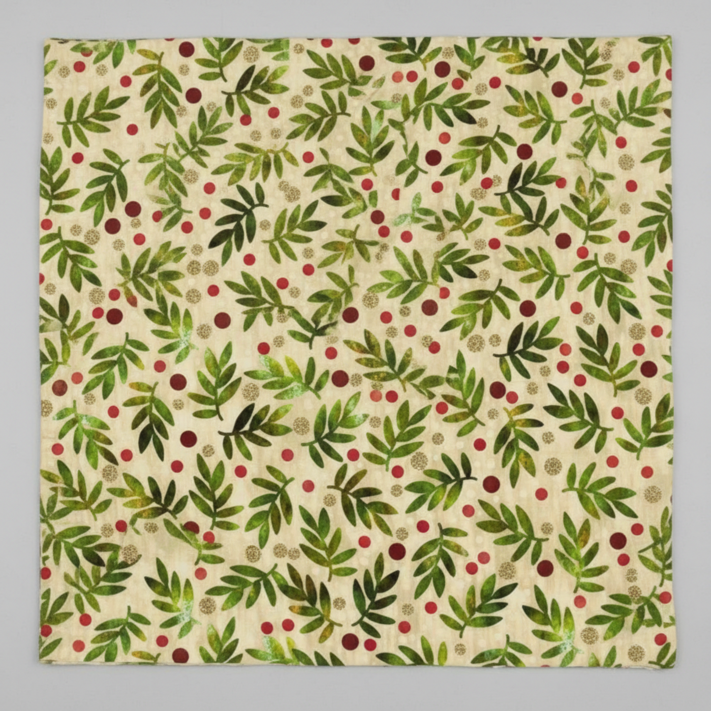 Full repeat view of Winter Solstice II Beige Twigs Metallic quilting fabric showing vertical pattern direction