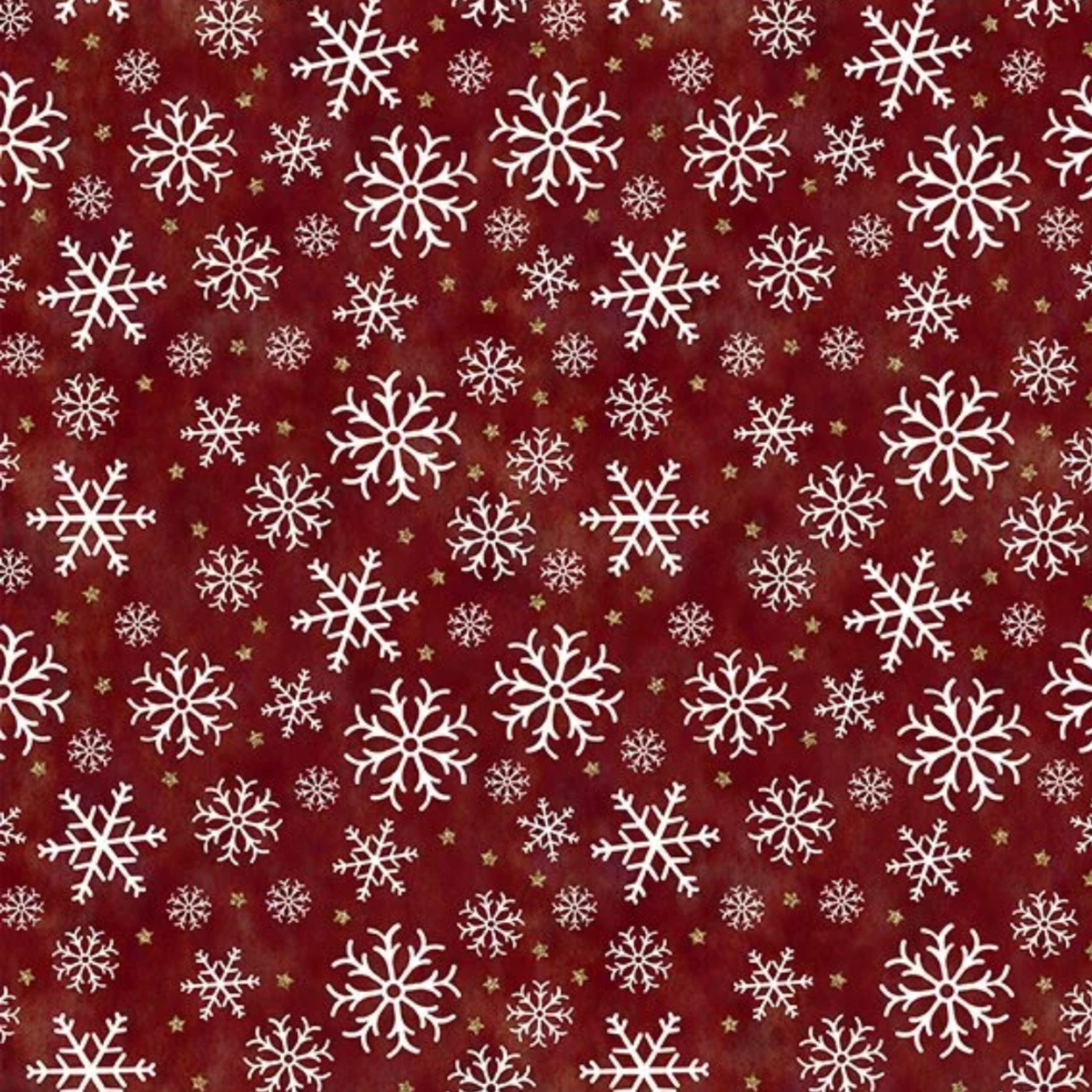 Winter Solstice II Red Snowflakes Metallic quilting cotton fabric by Jason Yenter – premium 100% cotton showing bold snowflakes with metallic accents