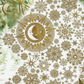Close-up detail of Winter Solstice II Metallic Quilt Panel showing intricate winter motifs and metallic highlights