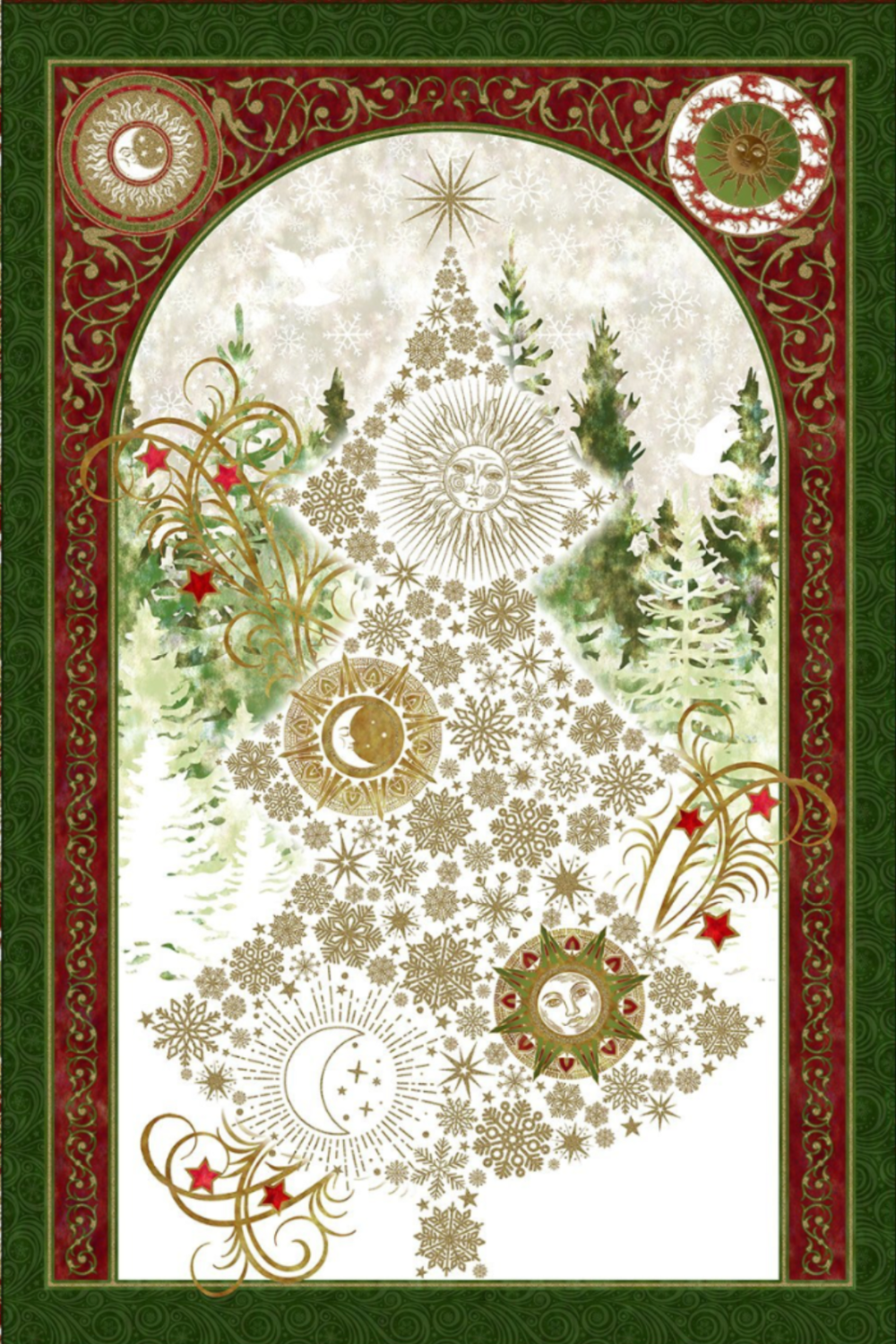 Winter Solstice II Metallic Quilt Panel 36" – by Jason Yenter for In The Beginning Fabrics