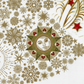 Detailed section of Winter Solstice II Metallic Quilt Panel highlighting celestial motifs and metallic details
