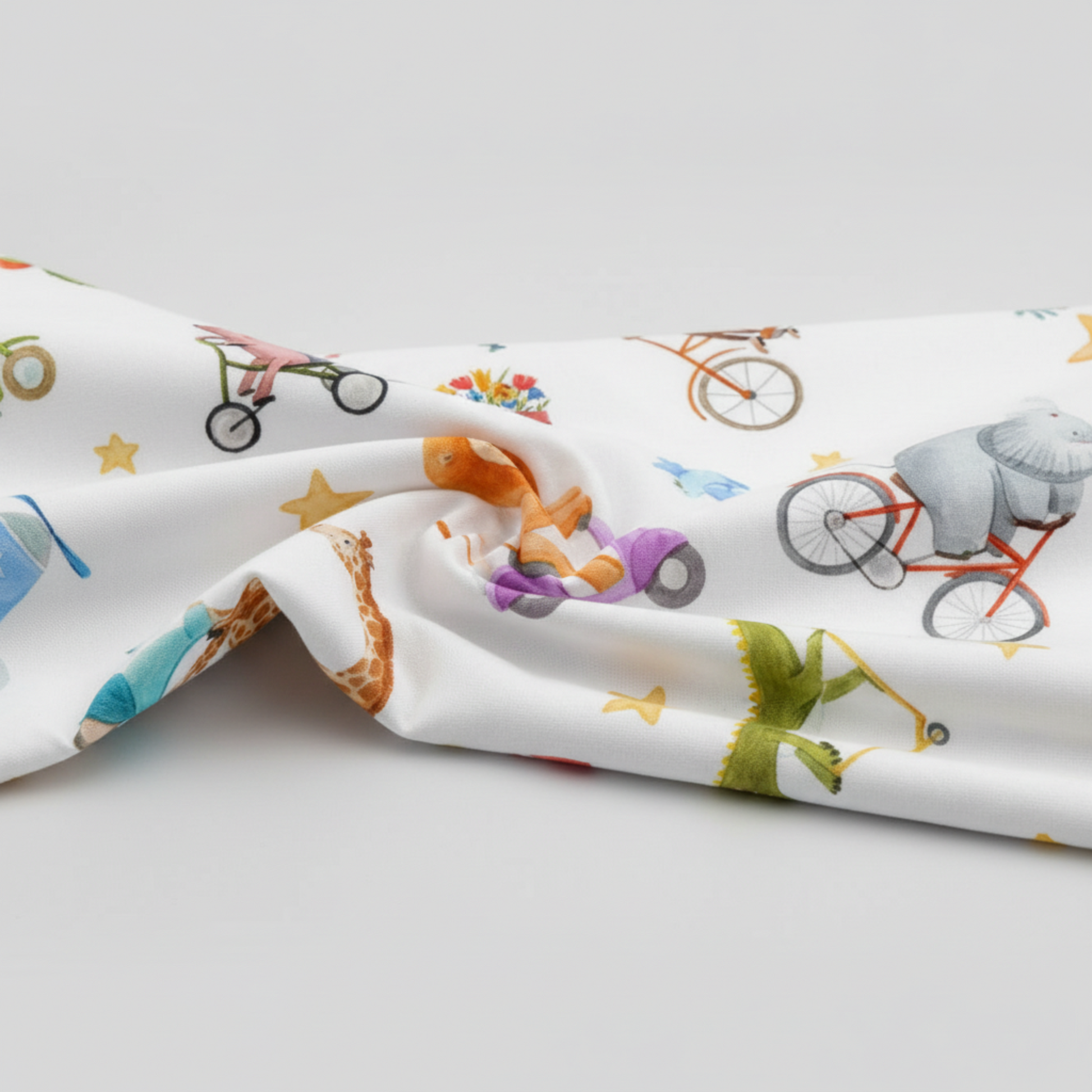 On the Go Tossed Multi quilting cotton draped to show softness and movement