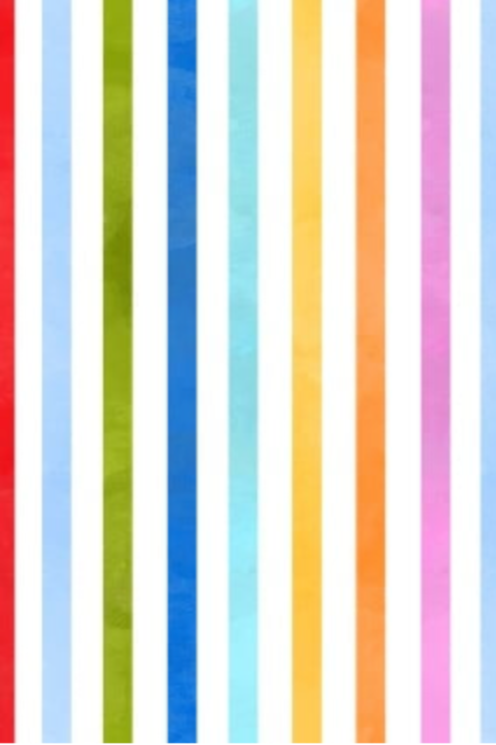 On the Go Stripes Multi quilting cotton by Jason Yenter for In The Beginning Fabrics — vertical crop showing bold rainbow stripes in red, blue, green, teal, orange, and pink on bright white. Perfect for borders, binding, and sashing. 100% cotton, 43–44" wide. Coordinating fabrics and quilt patterns available at IraRobi Quilts.