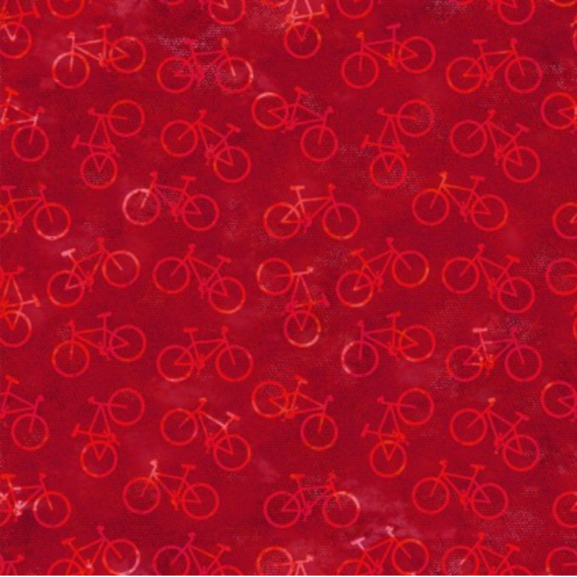 On the Go Bicycles Red quilting cotton fabric by Jason Yenter – premium 100% cotton showing playful bicycle print on red