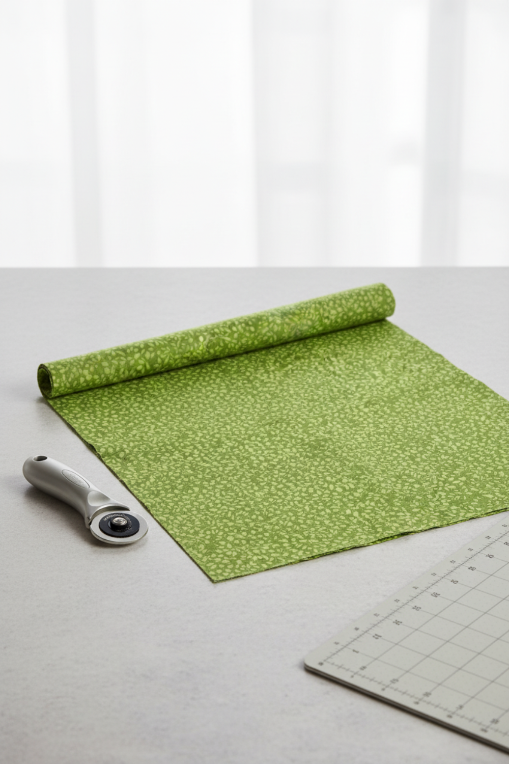 On the Go Leaves Green quilting cotton styled for children's quilting project inspiration