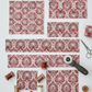 Nature's Winter Red Snowflake Ogee quilting cotton styled for holiday quilting project inspiration