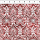 Nature's Winter Red Snowflake Ogee quilting cotton with ruler showing scale of snowflake ogee pattern repeat
