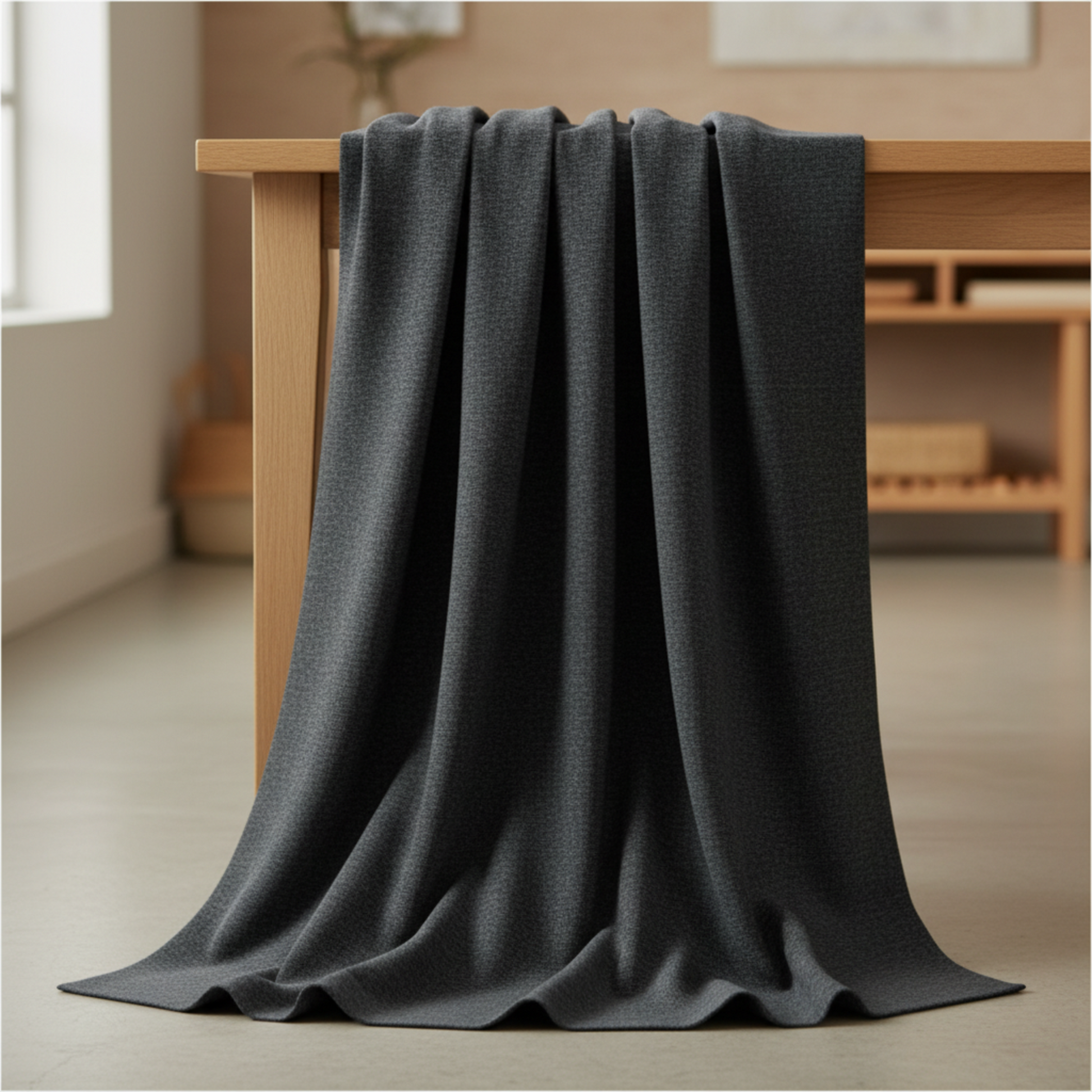 Texture Graphix Speckle Black quilting cotton draped to show fabric softness and speckle detail