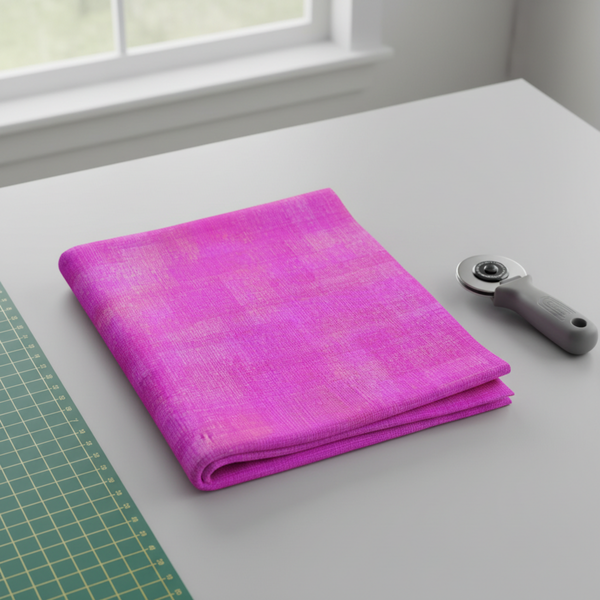 Interwoven Pink quilting cotton folded stack showing fabric body and soft pink color