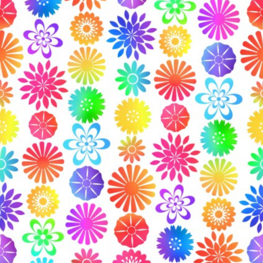 PAWsitivity White Flower Stripe quilting cotton by Jason Yenter – premium 100% cotton 3 yard cut with vibrant floral stripes