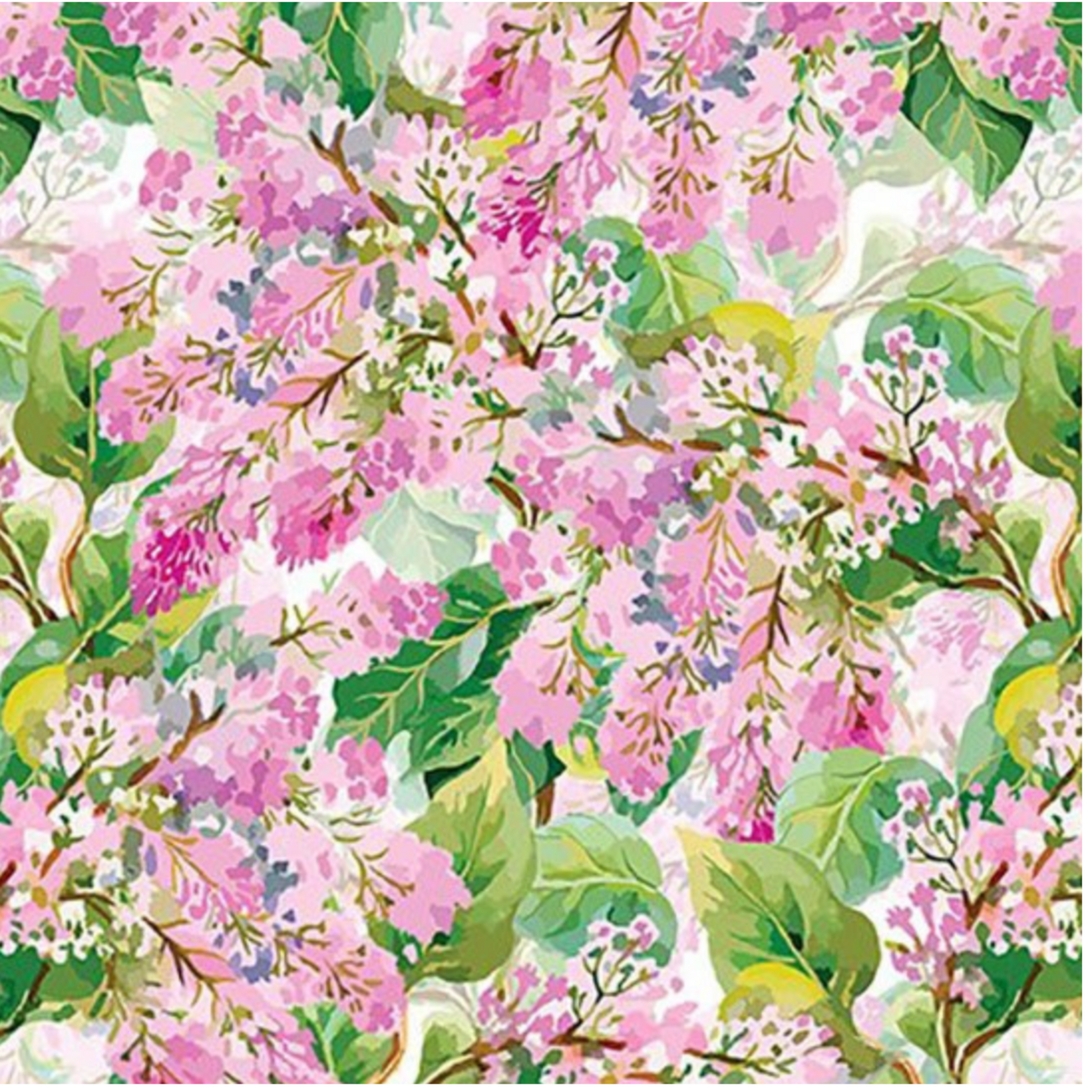 Decoupage Pink Lilac quilting cotton by Jason Yenter – premium 100% cotton 3 yard cut with painterly pink floral design