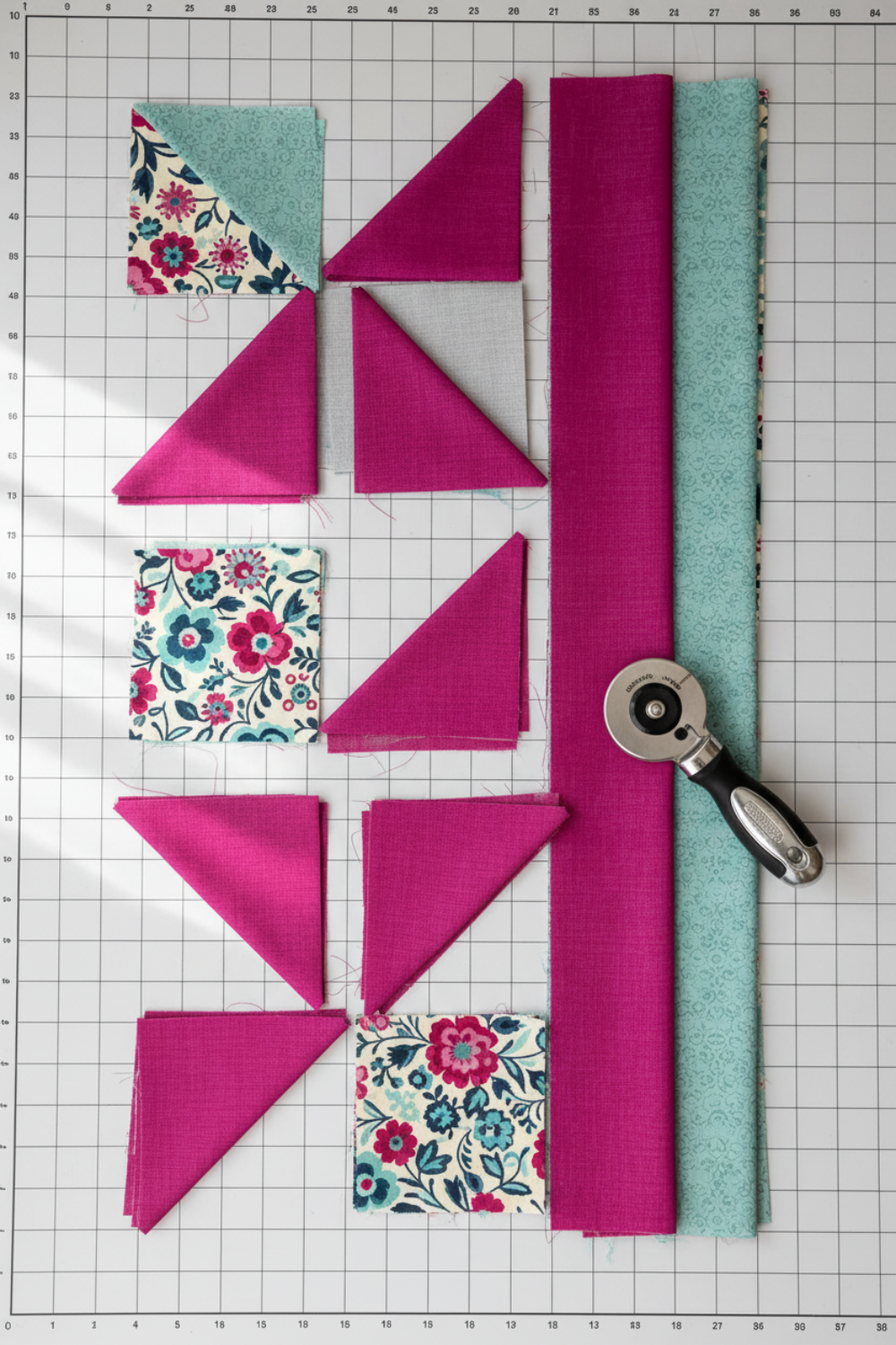 Interwoven Hot Pink quilting cotton with coordinating Interwoven collection fabrics – modern geometric inspiration