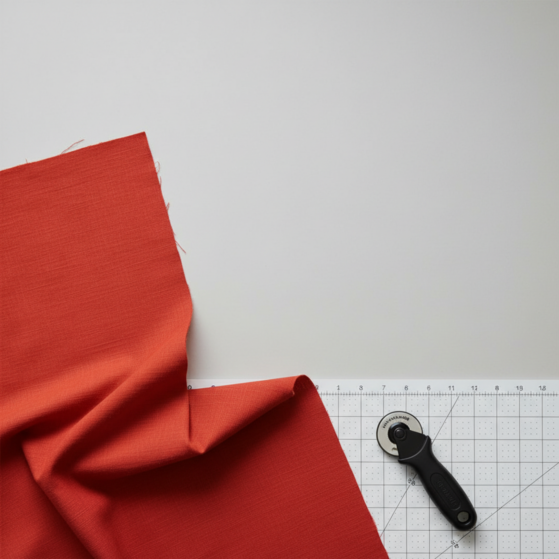 Interwoven Tomato quilting cotton detail showing intersecting lines and vibrant red tones in geometric woven pattern