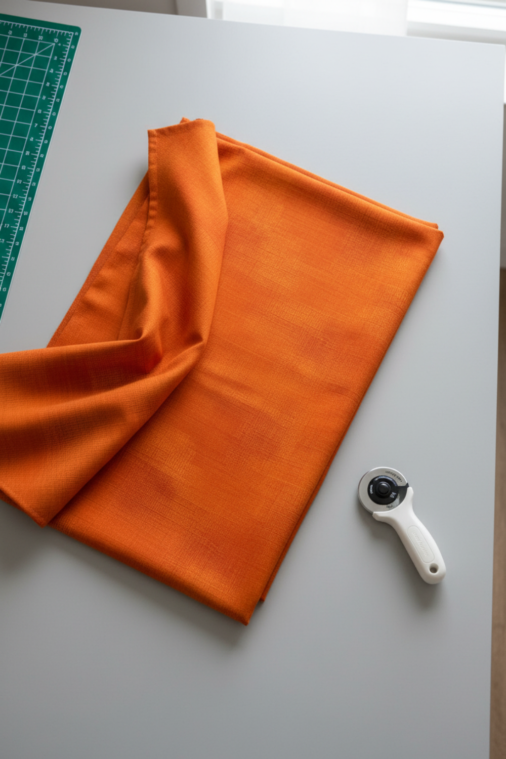Interwoven Pumpkin quilting cotton lifestyle photo showing fabric detail and texture