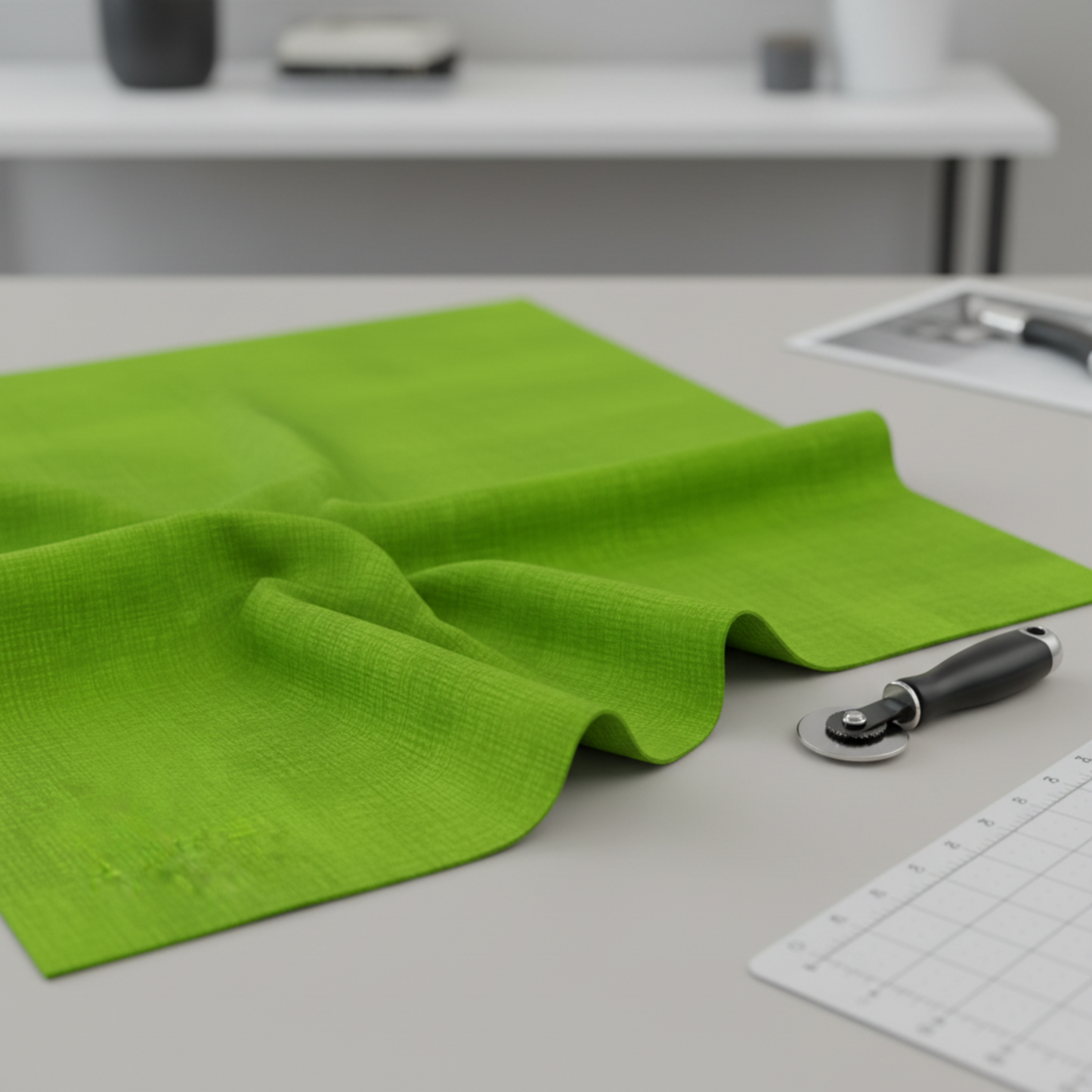 Interwoven Spring Grass quilting cotton showing fabric body and drape quality