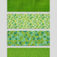 Interwoven Green quilting cotton with three coordinating fabrics lifestyle photo showing color palette and design inspiration