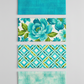 Interwoven Turquoise quilting cotton with three coordinating fabrics lifestyle photo showing color palette and design inspiration