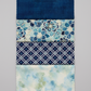 Interwoven Indigo quilting cotton with three coordinating fabrics lifestyle photo showing color palette and design inspiration