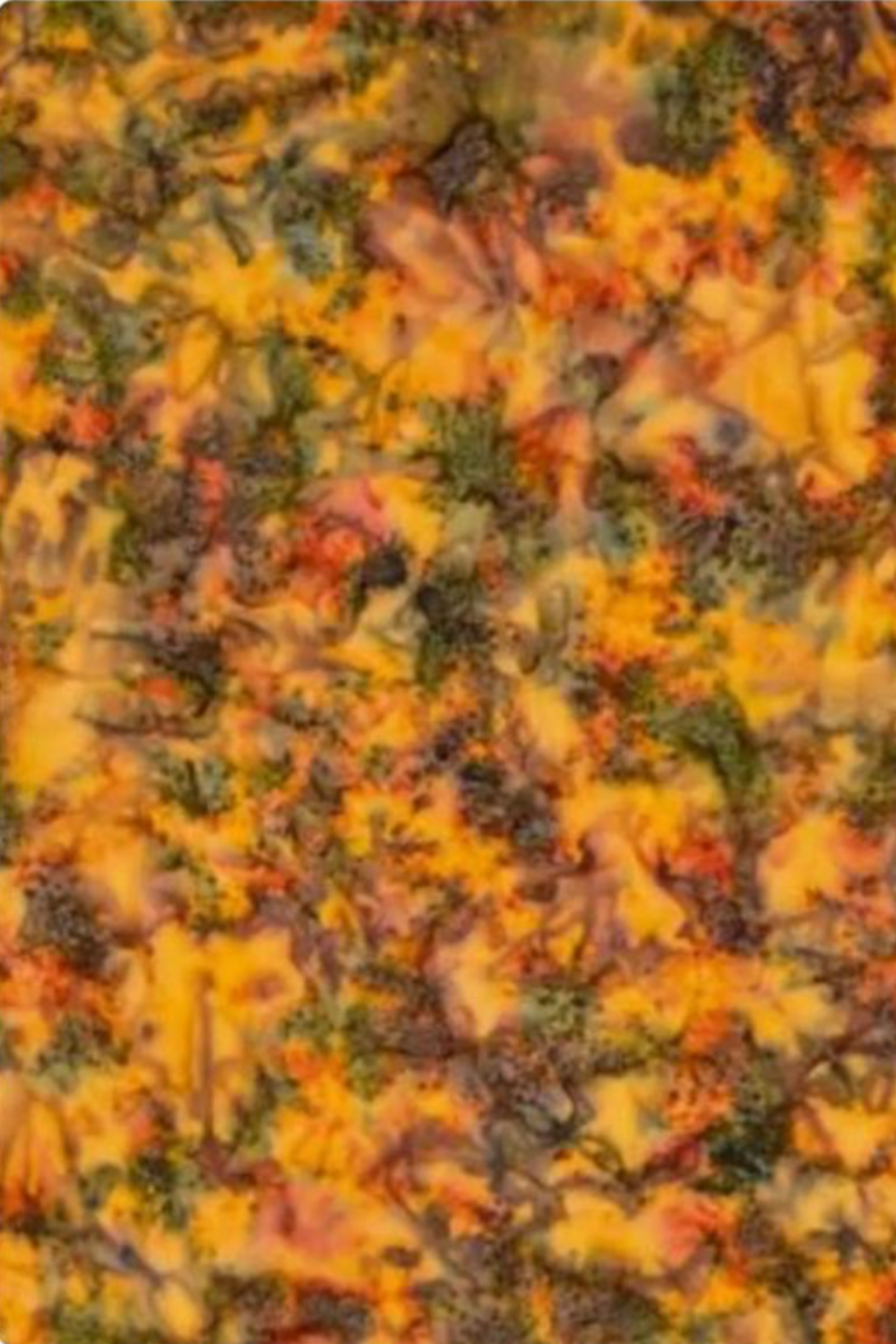 Expressions Batiks Hand-Dyes Orange Multi I fabric by Riley Blake Designs – complex multicolor hand-dyed batik with warm golden amber-orange base layered with olive green, slate blue-grey, muted purple, and burnt red-orange, a rich moody focal blender perfect for nature-inspired, jewel-tone, and scrappy quilts, 100% cotton batik