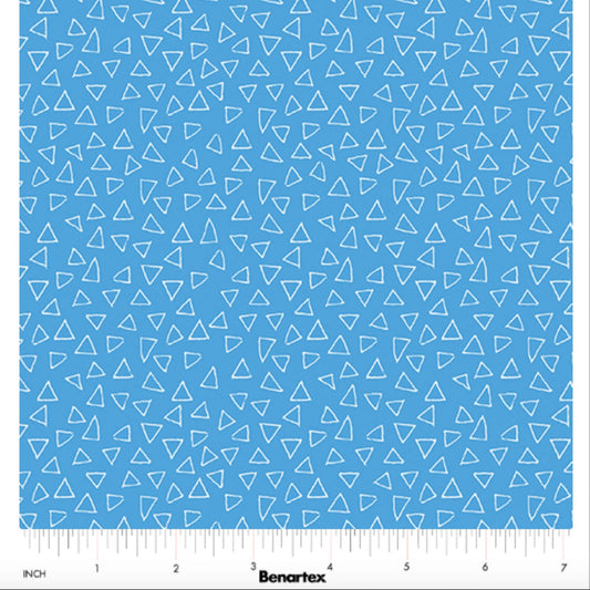 Safari Fun – Floating Triangles – Blue – fabric – colorful textile design