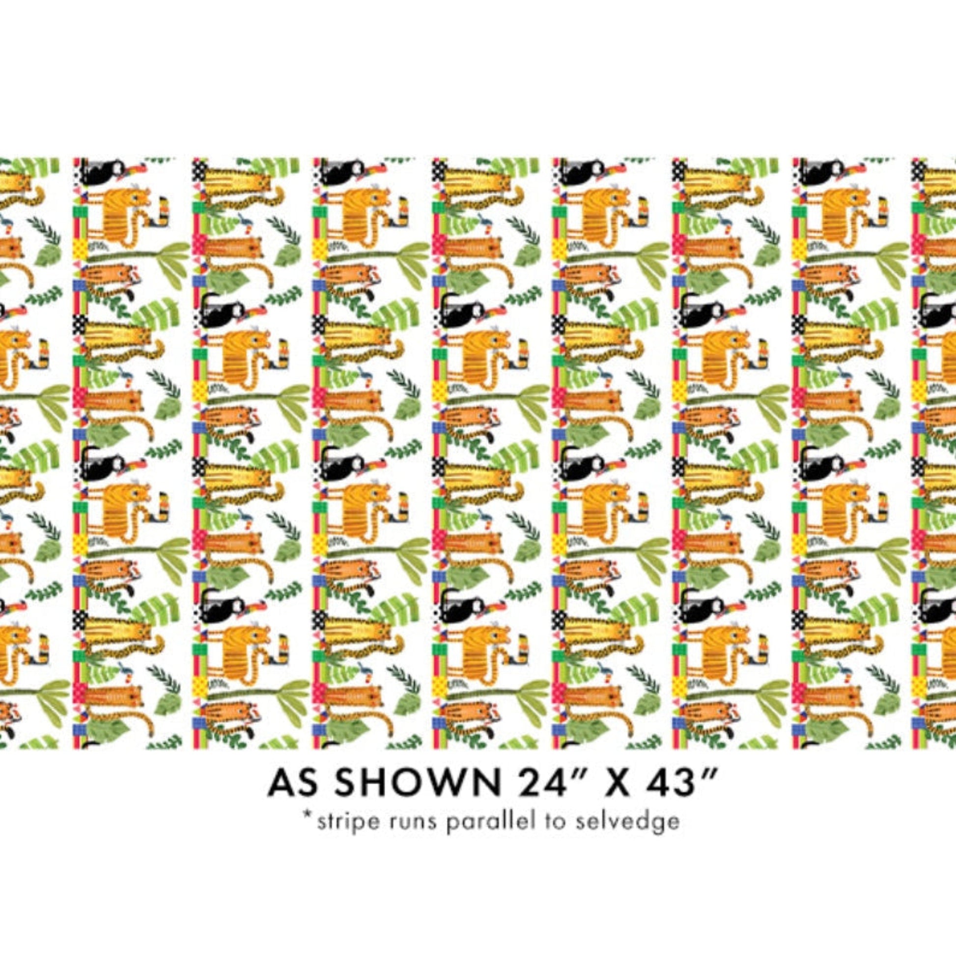 Safari Fun – Stripe White/Multi – fabric – colorful textile design