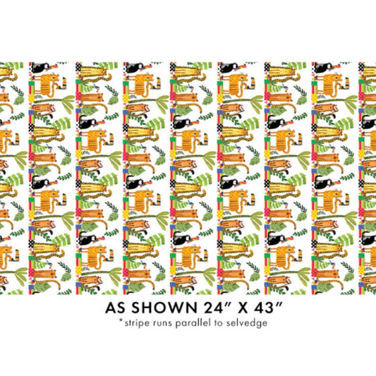 Safari Fun – Stripe White/Multi – fabric – colorful textile design