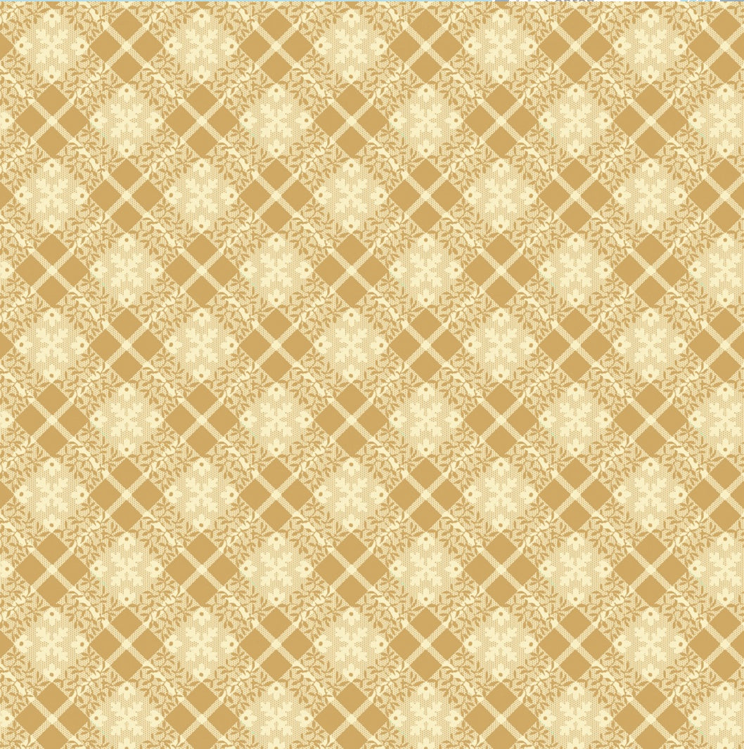 Golden Era Tan Floral Plaid – fabric – colorful textile design