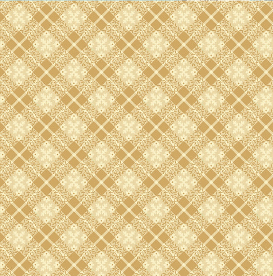 Golden Era Tan Floral Plaid – fabric – colorful textile design