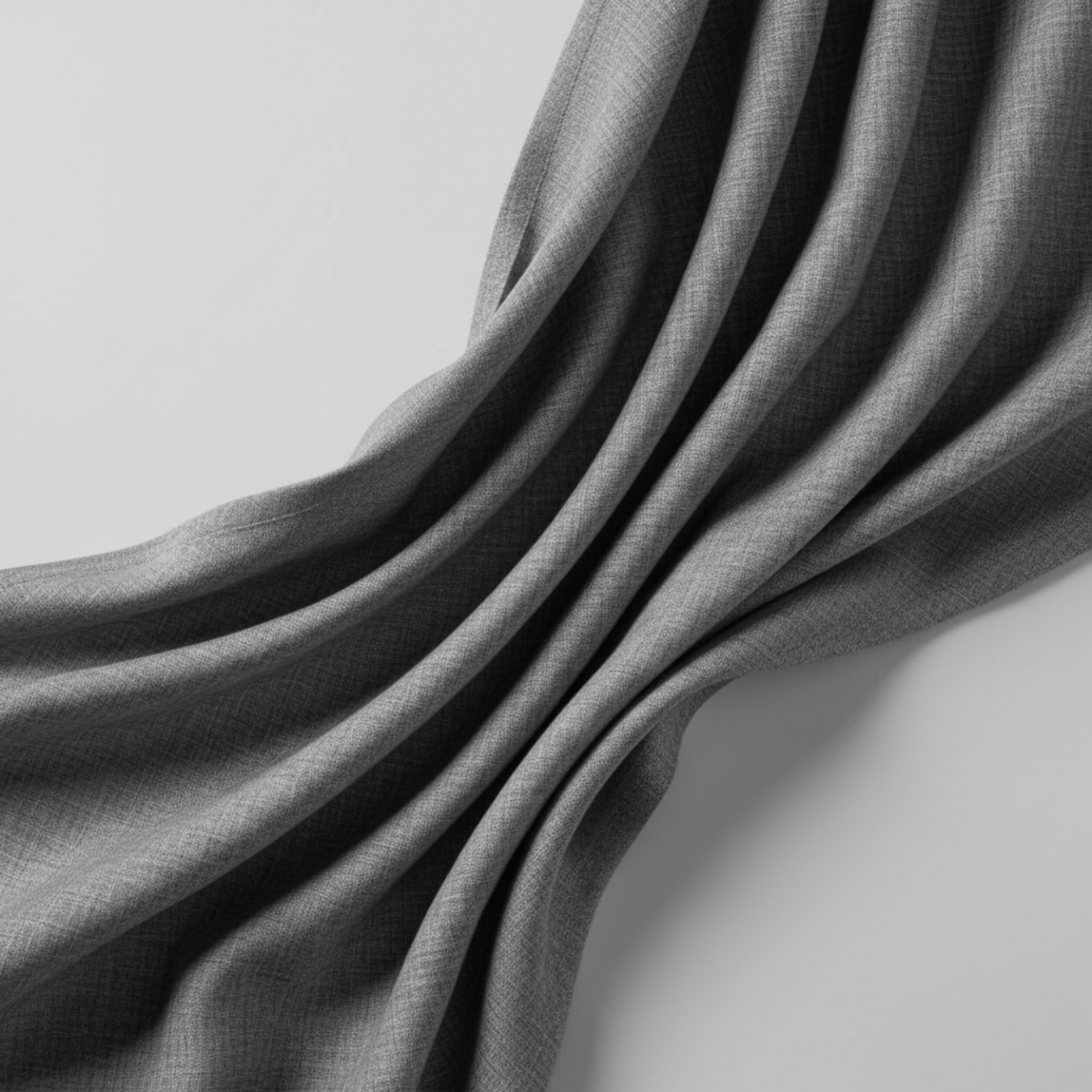 Interwoven Slate by Jason Yenter – soft cascading drape showing fabric body and hand on light grey background
