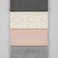 Interwoven Pewter by Jason Yenter – Pinterest fabric coordination stack of 4 complementary fabrics including Interwoven Pewter, stacked vertically on light grey background