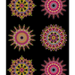 Stunning Needle Stars quilt panel by Paula Nadelstern for Benartex — 6 vivid kaleidoscopic starburst medallions in red, pink, gold, yellow & blue on dramatic black cotton. Perfect for a show-stopping quilt centerpiece or wall hanging. 22" x 44" panel. #QuiltFabric #PaulanadelsternNadelstern #Benartex #QuiltPanel #KaleidoscopeQuilt #FabricPanel