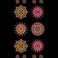 Needle Stars Red/Multi Quilt Panel by Paula Nadelstern for Benartex – kaleidoscopic starbursts on black, 22" x 44"