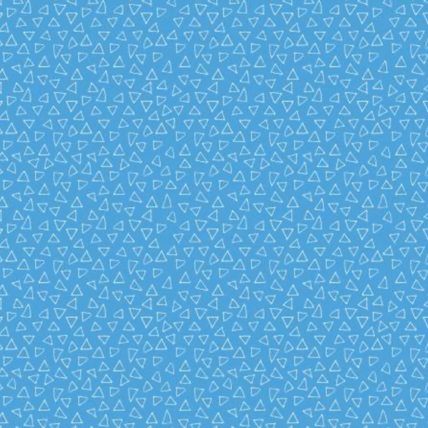 Safari Fun Floating Triangles Blue by Terry Runyan for Benartex – full fabric repeat, scattered white hand-drawn triangle outlines on cornflower blue quilting cotton