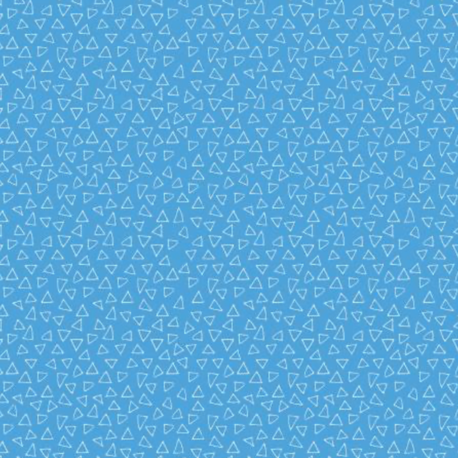 Safari Fun Floating Triangles Blue by Terry Runyan for Benartex – full fabric repeat, scattered white hand-drawn triangle outlines on cornflower blue quilting cotton
