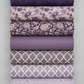 Expressions Batiks Hand-Dyed Dark Purple – Pinterest coordination stack with 7 complementary fabrics arranged vertically on light grey background