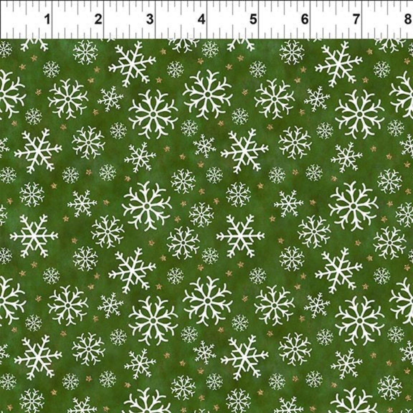 Winter Solstice II Green Snowflakes Metallic – fabric – colorful textile design