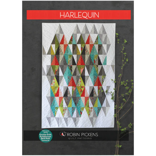 Harlequin quilt pattern by Robin Pickens with geometric triangle design on a dark background