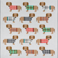 Dogs in Sweaters quilt pattern by Elizabeth Hartman – front cover showing dachshunds in plaid sweaters on white background
