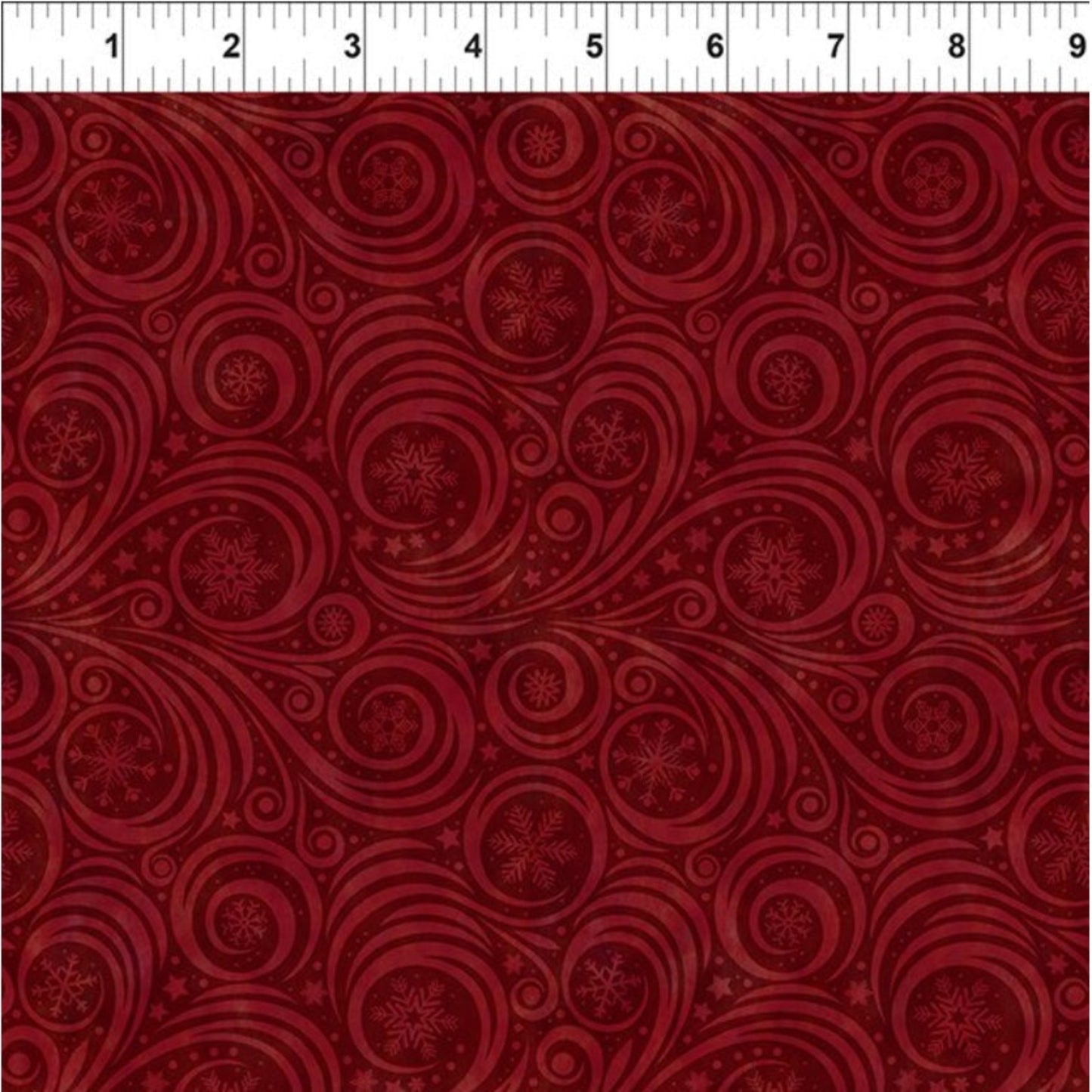 Winter Solstice II Red Snow Swirl – fabric – colorful textile design