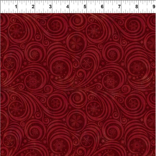 Winter Solstice II Red Snow Swirl – fabric – colorful textile design