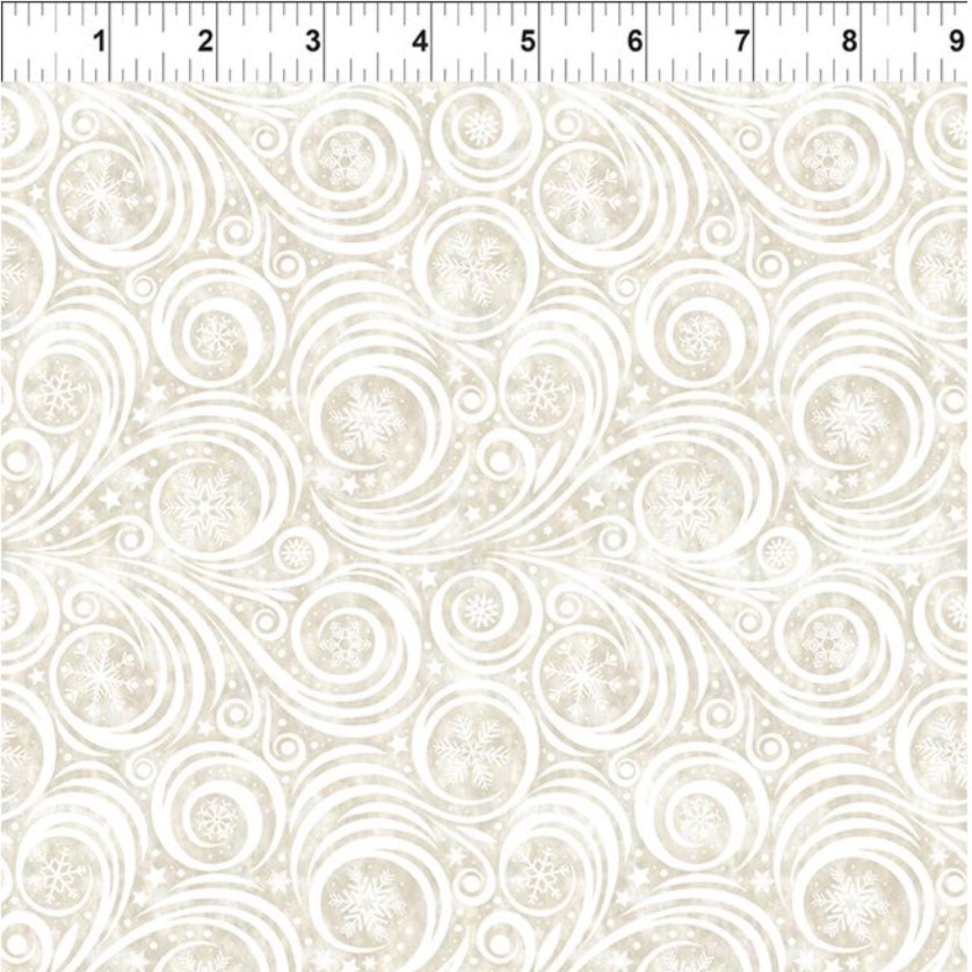 Winter Solstice II Cream Snow Swirl – fabric – colorful textile design