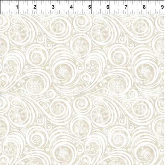Winter Solstice II Cream Snow Swirl – fabric – colorful textile design
