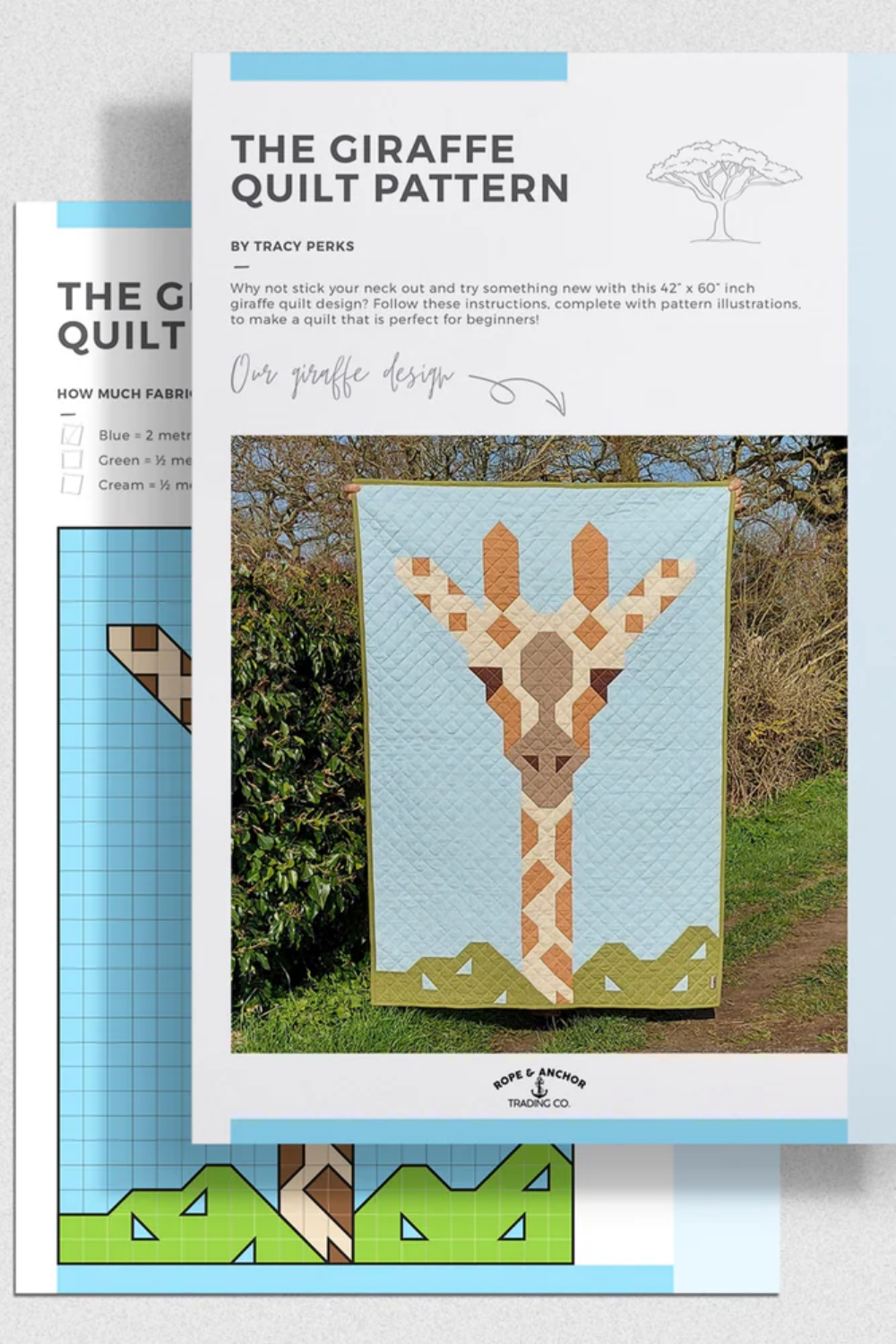 The Giraffe Quilt Pattern by Tracy Perks – pattern booklet with grid layout and giraffe quilt design using squares and HSTs – Shop at IraRobi Quilts