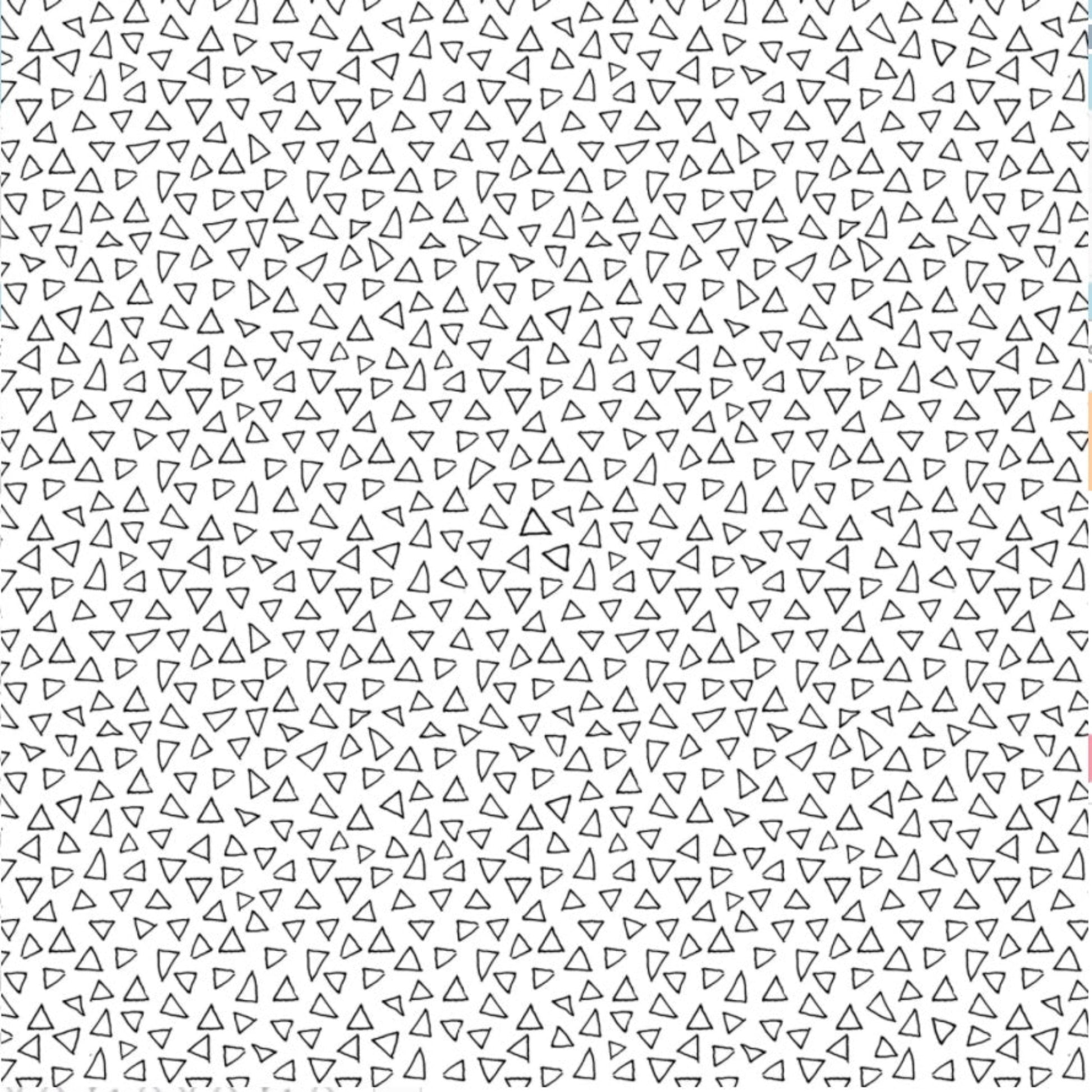 Safari Fun – Floating Triangles – White/Black – fabric – colorful textile design