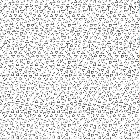 Safari Fun – Floating Triangles – White/Black – fabric – colorful textile design
