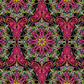 Needle Stars Byzantium Red/Multi quilting cotton by Paula Nadelstern for Benartex – bold jewel-toned kaleidoscopic mandala star print in magenta, hot pink, forest green, yellow, orange, white, and purple on black, 100% cotton, 43–44" wide